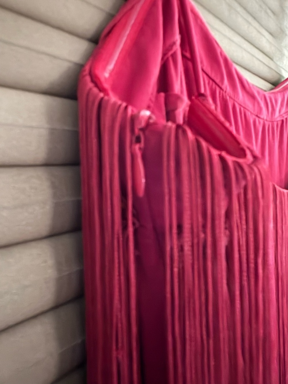 Commense Fringe Slip Dress in Burgundy - Picture 5 of 6